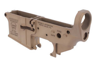 Geissele Automatics super duty stripped AR-15 lower receiver with desert dirt anodized finish